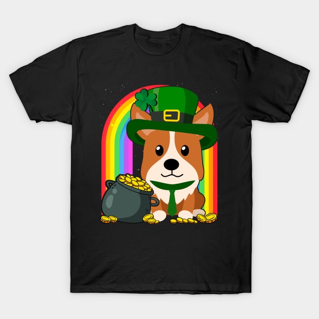 Corgi Rainbow Irish Clover St Patrick Day Dog Gift graphic T-Shirt by theodoros20